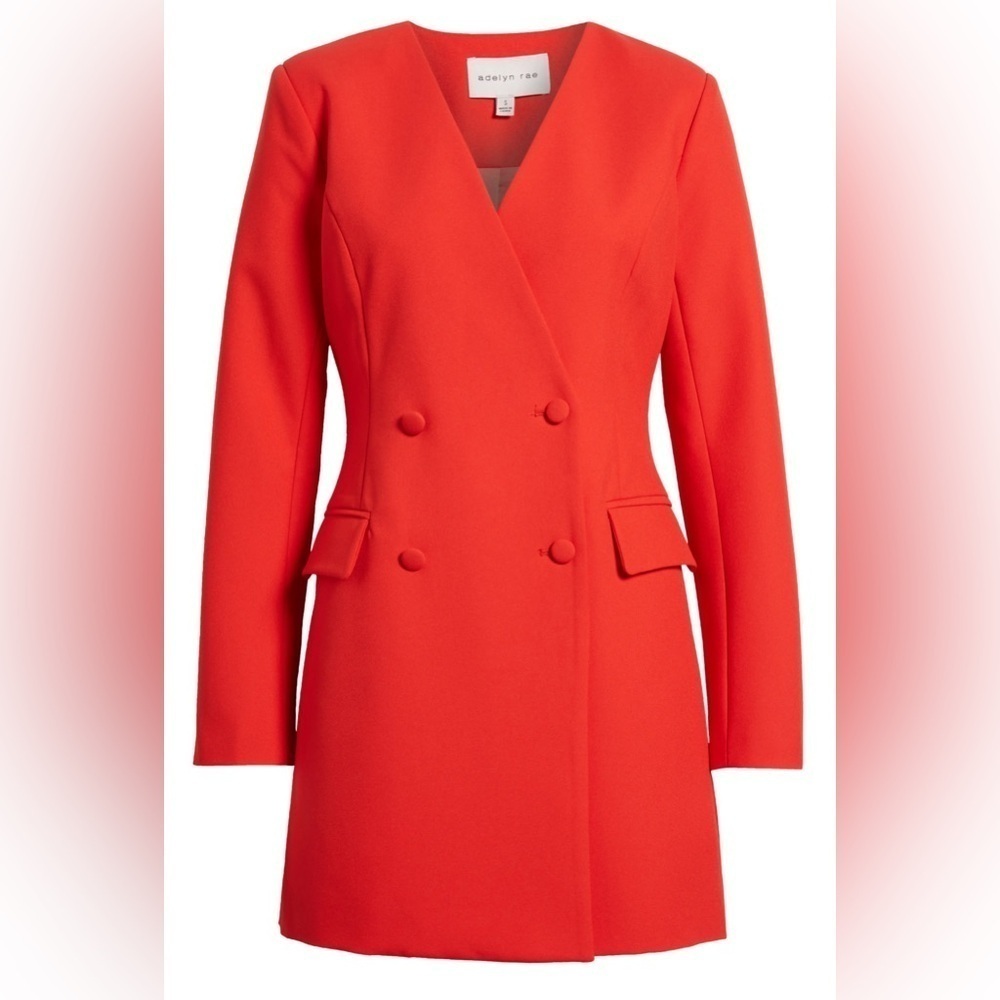 ADELYN RAE
Solani Double Breasted Long Sleeve Blazer Minidress in Fiery Red